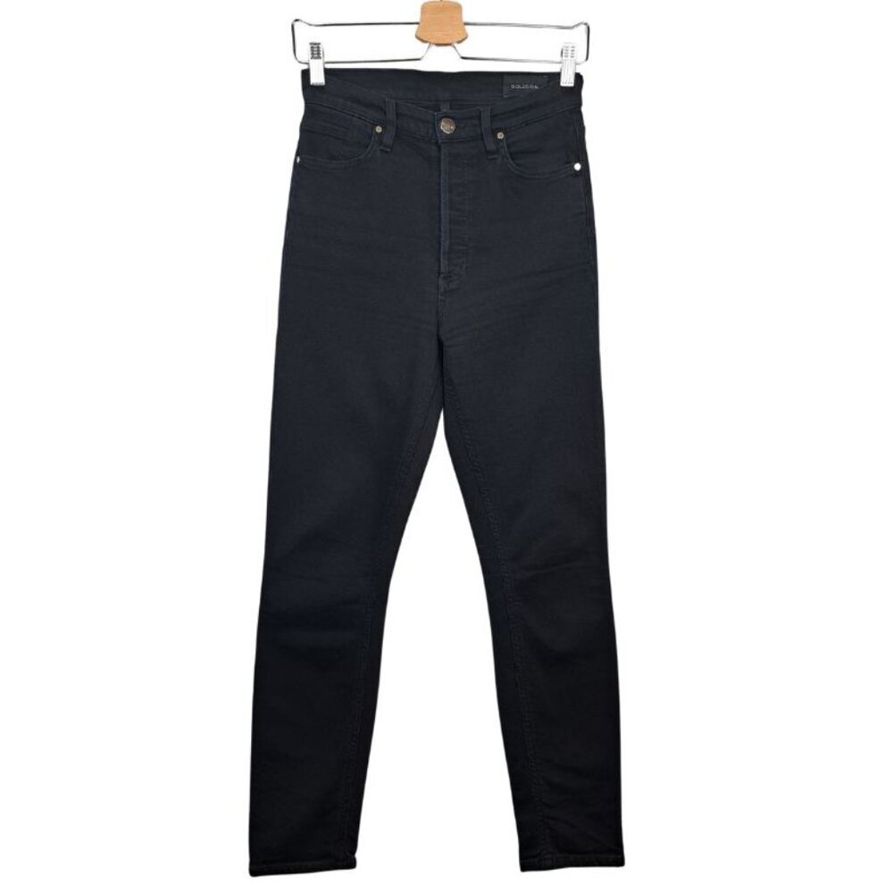 GOLDSIGN The High Rise Slim Button Fly Jeans in Slater Black Size 25 - Picture 2 of 9